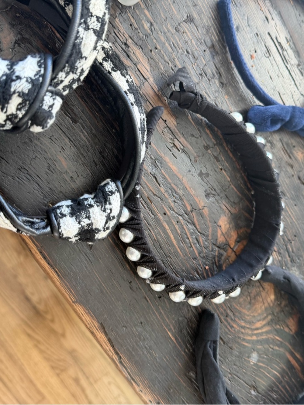 Girls Black Pearl-Embellished Padded Headband